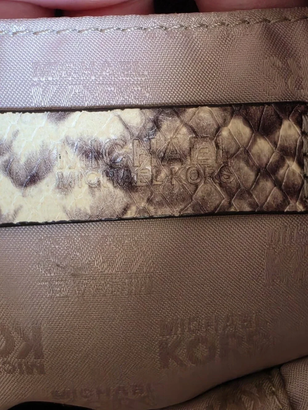 Michael Kors Cream Phython Snake Skin Gold Chain Tote Handbag Purse